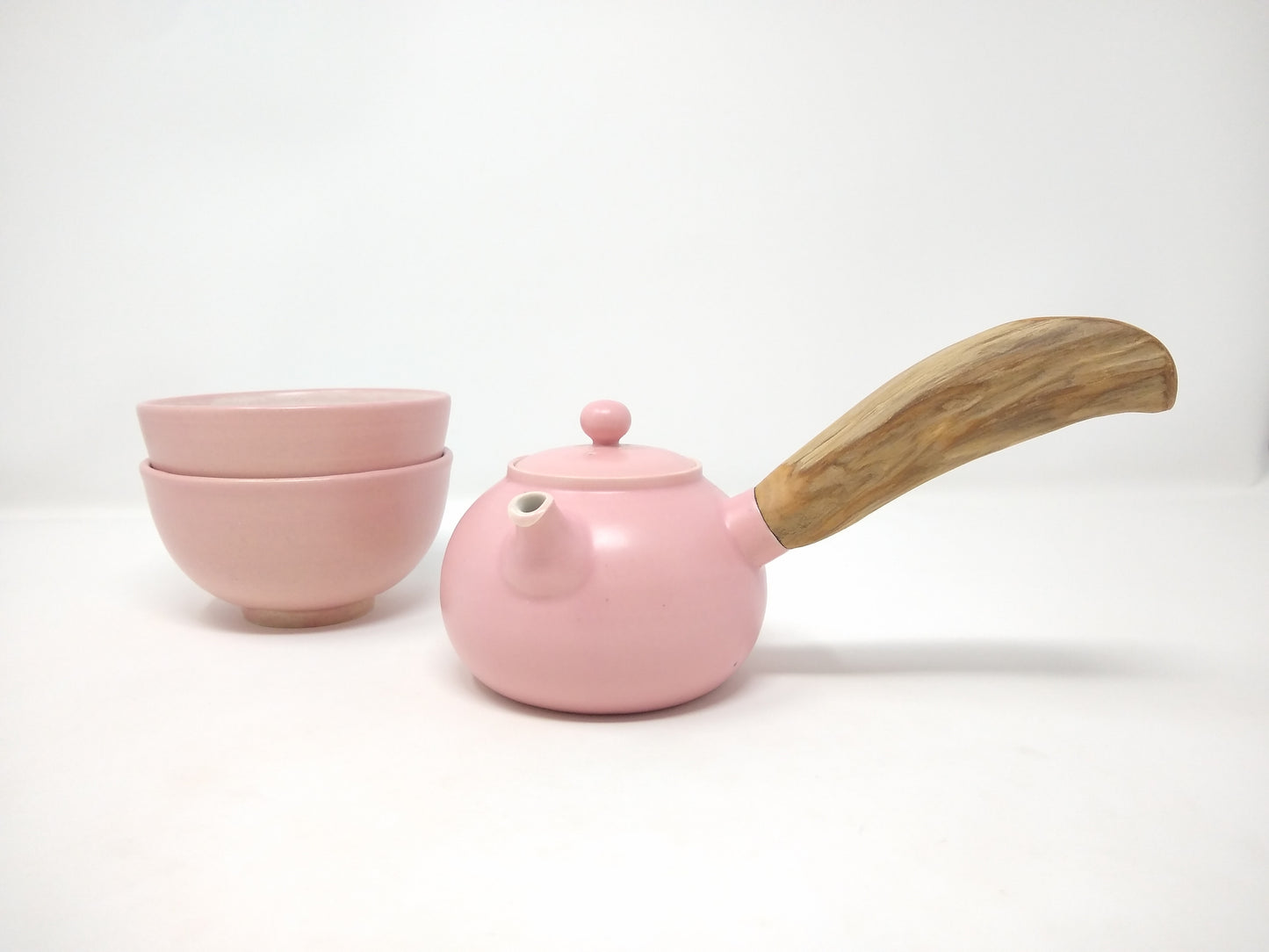 330ml Pink Kyusu with two matching bowls